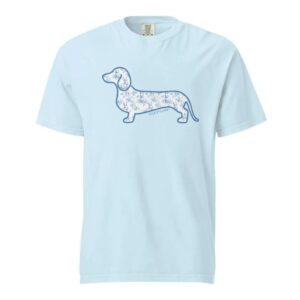 Dachshund Shirt Blue Toile Doxie 1